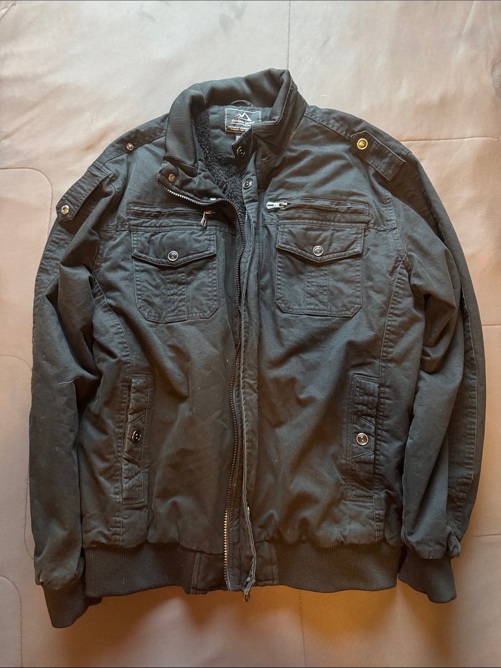 Men's Black Utility Bomber Jacket - Unbranded
